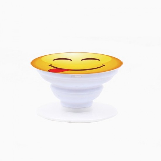 Emoji Pattern Stretchable Mount Stand Finger Grip for iPhone Samsung Sony Etc - Face Savouring Delicious Food / Left Tongue Holders & Docks