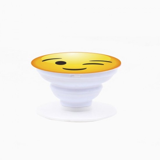 Emoji Pattern Stretchable Phone Finger Grip Desktop Mount for iPhone Samsung Sony Etc - Winking Face Holders & Docks