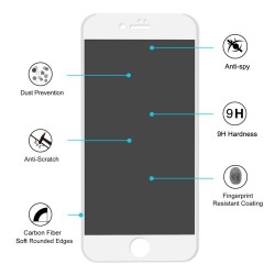 HAT PRINCE Anti-spy Σκληρυμένο Γυαλί (Tempered Glass) Προστασίας Οθόνης Πλήρης Κάλυψης για iPhone 7 - Λευκό