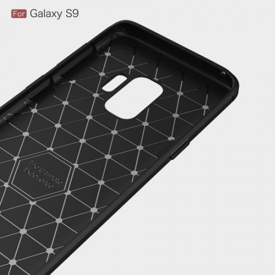 Carbon Fibre Brushed TPU Back Case for Samsung Galaxy S9 - Grey Samsung Cases Mobile