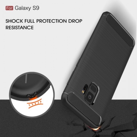 Carbon Fibre Brushed TPU Back Case for Samsung Galaxy S9 - Grey Samsung Cases Mobile