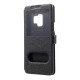 Silk Texture Dual Window Leather Phone Casing for Samsung Galaxy S9 G960 - Black Samsung Cases Mobile