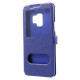 Silk Texture Dual Window Leather Phone Accessory Shell for Samsung Galaxy S9 - Blue Samsung Cases Mobile