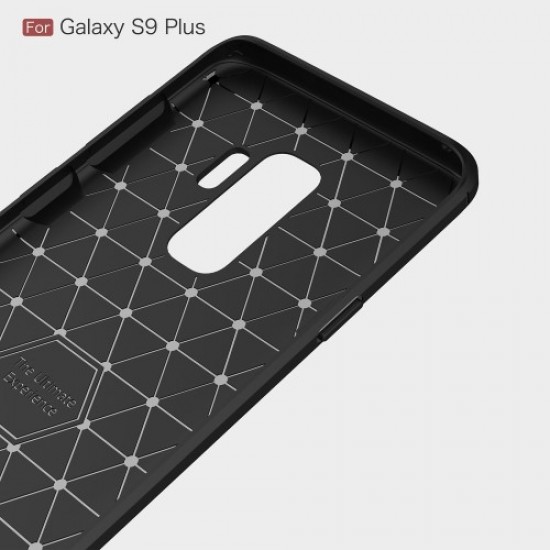 Carbon Fibre Brushed TPU Back Case for Samsung Galaxy S9 Plus G965 - Grey Samsung Cases Mobile