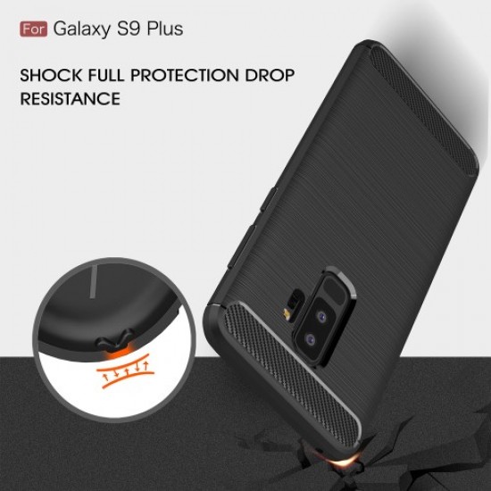 Carbon Fibre Brushed TPU Back Case for Samsung Galaxy S9 Plus G965 - Grey Samsung Cases Mobile