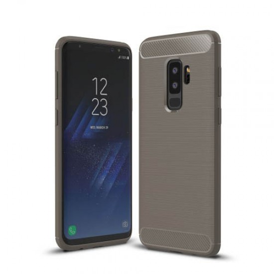 Carbon Fibre Brushed TPU Back Case for Samsung Galaxy S9 Plus G965 - Grey Samsung Cases Mobile