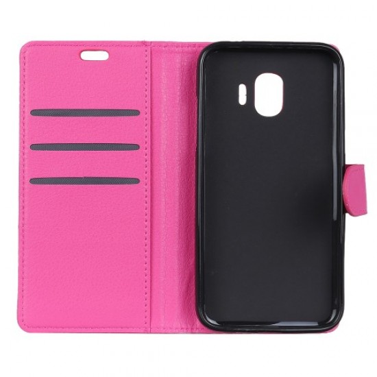 Litchi Texture PU Leather Wallet Stand Shell for Samsung Galaxy J2 Pro 2018 - Rose Samsung Cases Mobile
