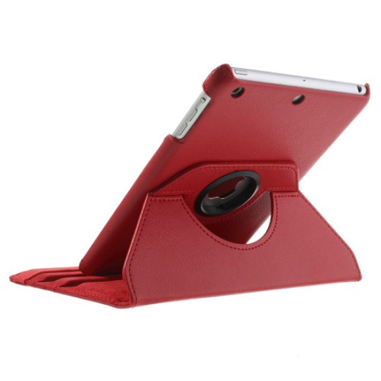 360 Rotary Stand for iPad Mini / iPad Mini 2 Smart Lychee Leather Cover - Red Apple Cases Tablet