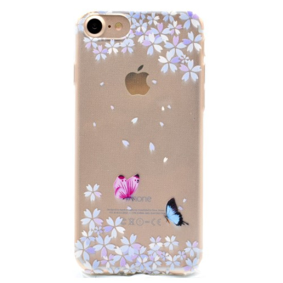 Soft TPU Case for iPhone 8 / 7 - Flowers and Butterflies Apple Cases Mobile