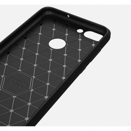 Θήκη Σιλικόνης TPU Carbon Fiber Brushed για Huawei P Smart / Enjoy 7S - Μαύρο Huawei Θήκες Κινητών