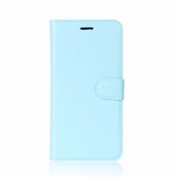 Litchi Skin PU Leather Wallet Stand Cell Phone Casing for Samsung Galaxy A8 Plus (2018) - Blue Litchi Skin PU Leather Wallet Stand Cell Phone Casing for Samsung Galaxy A8 Plus (2018) - Blue