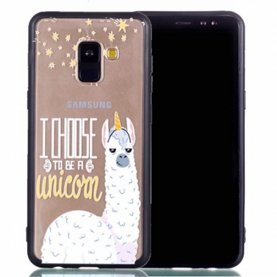 Θήκη Σιλικόνης TPU με Σκληρή Πλάτη για για Samsung Galaxy A8 Plus (2018) - Αλπάκα που Θέλει να είναι Μονόκερος Samsung Θήκες Κινητών