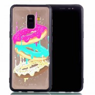 For Samsung Galaxy A8+ (2018) Embossment Pattern Rubberized TPU Mobile Case - Donuts