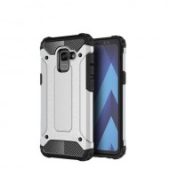 Armor Guard Plastic + TPU Hybrid Back Case for Samsung Galaxy A8+ (2018) - Silver