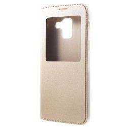 For Samsung Galaxy A8 (2018) View Window PU Leather Mobile Phone Case - Gold For Samsung Galaxy A8 (2018) View Window PU Leather Mobile Phone Case - Gold