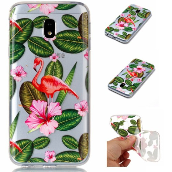 Printing Pattern Soft TPU Mobile Case for Samsung Galaxy J3 Pro (2017) / J3 (2017) EU Version - Flamingo and Flower Samsung Cases Mobile
