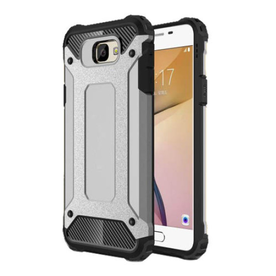 Armor Guard Hybrid Plastic + TPU Back Case for Samsung Galaxy J7 Prime / On7 2016 - Grey Samsung Cases Mobile