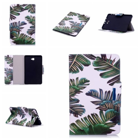 Patterned Leather Wallet Stand Smart Shell for Samsung Galaxy Tab A 10.1 (2016) - Banana Leaves Samsung Cases Mobile Tablet