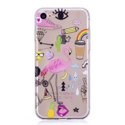 Θήκη Σιλικόνης TPU για iPhone 8 / 7 - Φλαμίνγκο με Χαρούμενα Στοιχεία