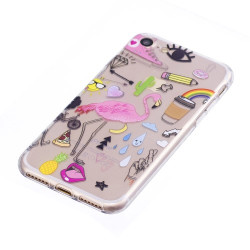 Θήκη Σιλικόνης TPU για iPhone 8 / 7 - Φλαμίνγκο με Χαρούμενα Στοιχεία
