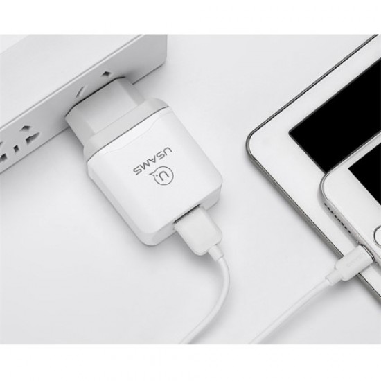 USAMS US-CC024 Single Port QC 3.0 Quick Wall Travel Charger - EU Plug / White Sony Cables Adapters & Chargers