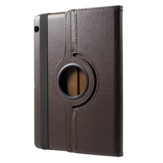 For Huawei MediaPad T3 10 Litchi Grain 360 Degree Rotary Stand Leather Flip Case - Brown Huawei Cases Mobile