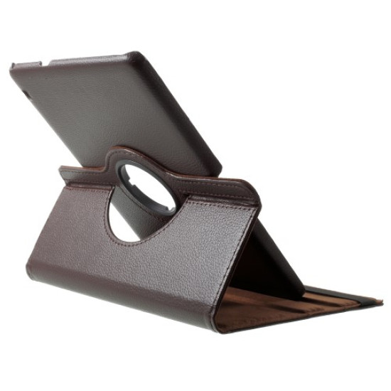 For Huawei MediaPad T3 10 Litchi Grain 360 Degree Rotary Stand Leather Flip Case - Brown Huawei Cases Mobile