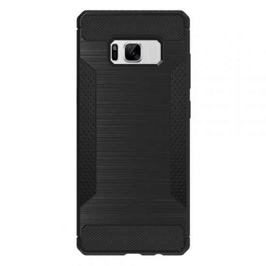 Anti-skid Carbon Fiber Texture Brushed TPU Protective Case for Samsung Galaxy S8+ SM-G955 - Black Samsung Cases Mobile