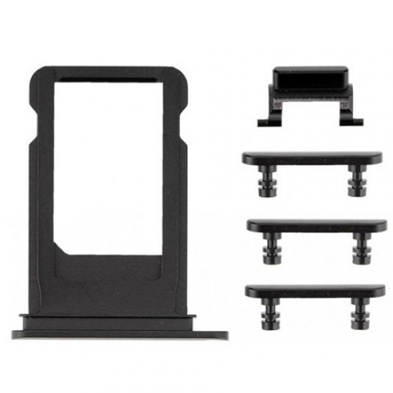 Πλαϊνά Πλήκτρα και Βάση Κάρτας Sim (side keys with card tray) για iPhone 7 - Μαύρο Apple Ανταλλακτικά