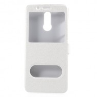 Δερμάτινη Θήκη Βιβλίο Smart Cover (Όψη Μεταξιού) για Huawei Mate 10 Lite / Νova 2i / Maimang 6 - Λευκό