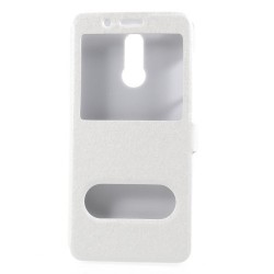 For Huawei Mate 10 Lite / nova 2i / Maimang 6 Silk Texture Dual Window Flip Leather Cover - White