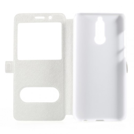 Δερμάτινη Θήκη Βιβλίο Smart Cover (Όψη Μεταξιού) για Huawei Mate 10 Lite / Νova 2i / Maimang 6 - Λευκό Huawei Θήκες Κινητών