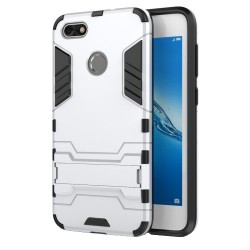 Υβριδική Θήκη Συνδυασμού Σιλικόνης TPU και Πλαστικού με Βάση Στήριξης για Huawei P9 lite mini / Y6 Pro (2017) - Ασημί