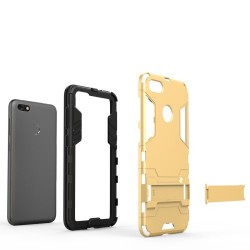 Υβριδική Θήκη Συνδυασμού Σιλικόνης TPU και Πλαστικού με Βάση Στήριξης για Huawei P9 lite mini / Y6 Pro (2017) - Χρυσαφί