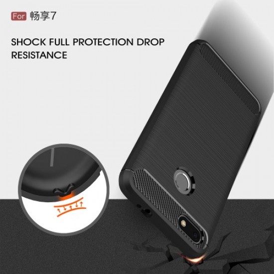 Θήκη Σιλικόνης TPU Carbon Fiber Brushed για Huawei P9 lite mini / Y6 Pro (2017) - Γκρι Huawei Θήκες Κινητών