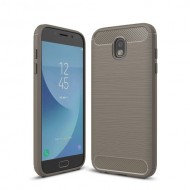 Θήκη Σιλικόνης TPU Carbon Fiber Brushed για Samsung Galaxy J7 (2017) Ευρωπαϊκή Έκδοση - Γκρι