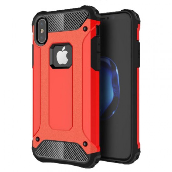 Armor Guard Hybrid Plastic + TPU Phone Case Accessory for iPhone X 5,8 inch - Red Apple Cases Mobile
