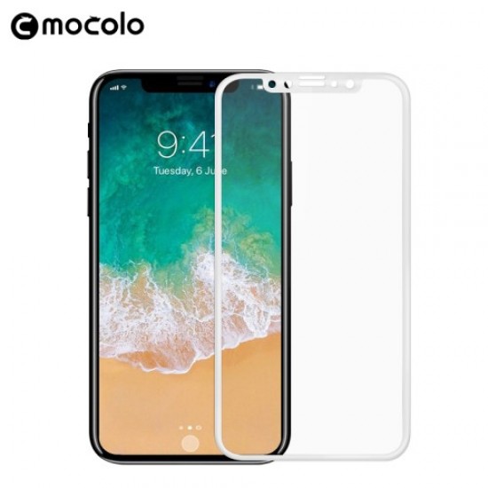 MOCOLO Σκληρυμένο Γυαλί (Tempered Glass) Προστασίας Οθόνης Πλήρης Κάλυψης για iPhone X - Λευκό Apple Προστατευτικά οθόνης