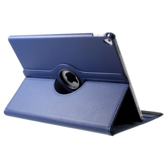Litchi Grain PU Leather 360 Degree Rotary Stand Shell for iPad Pro 12,9-inch (2017) - Dark Blue Apple Cases Tablet