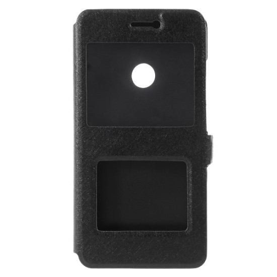 Silk Texture Dual Window Stand Leather Phone Casing for Xiaomi Redmi Note 5A Prime / Redmi Y1 - Black XIAOMI Cases Mobile