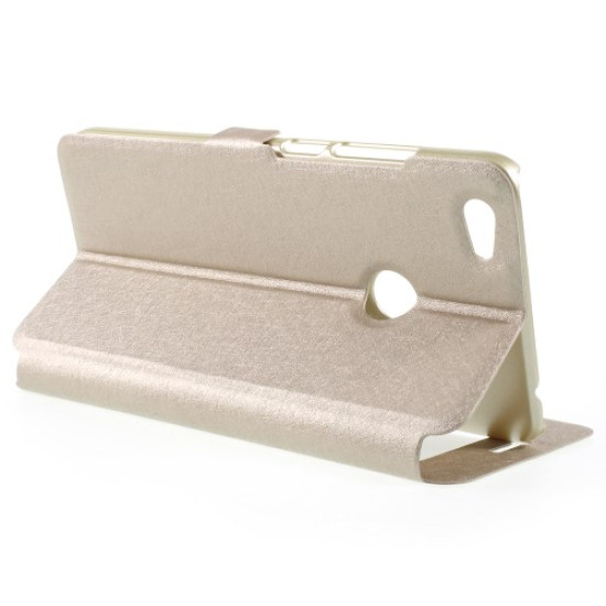 Δερμάτινη Θήκη Βιβλίο Smart Cover με Βάση Στήριξης για Xiaomi Redmi Note 5A Prime / Y1 - Χρυσαφί XIAOMI Θήκες Κινητών