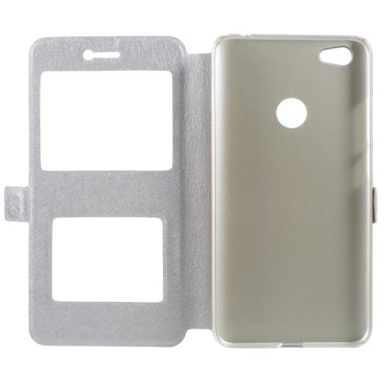 Δερμάτινη Θήκη Βιβλίο Smart Cover με Βάση Στήριξης για Xiaomi Redmi Note 5A Prime / Y1 - Χρυσαφί XIAOMI Θήκες Κινητών