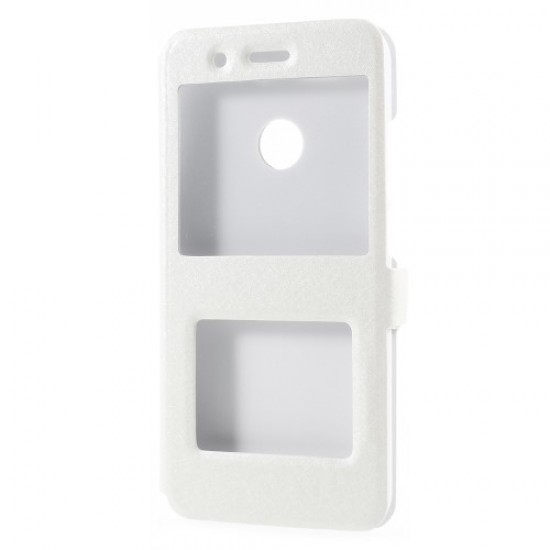 Dual View Windows Silk Texture Leather Stand Cover for Xiaomi Mi A1 / 5X - White XIAOMI Cases Mobile