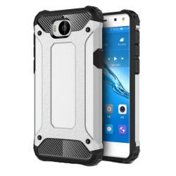 Tough Armor Υβριδική Θήκη Σιλικόνης TPU σε Συνδυαμό με Πλαστικό για Huawei Y5 (2017) / Y6 (2017) - Ασημί