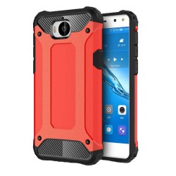Tough Armor Υβριδική Θήκη Σιλικόνης TPU σε Συνδυαμό με Πλαστικό για Huawei Y5 (2017) / Y6 (2017) - Κόκκινο