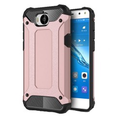 Tough Armor Υβριδική Θήκη Σιλικόνης TPU σε Συνδυαμό με Πλαστικό για Huawei Y5 (2017) / Y6 (2017) - Ροζέ Χρυσαφί