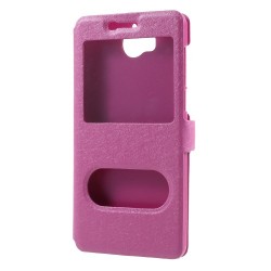 Δερμάτινη Θήκη Βιβλίο Smart Cover για Huawei Y5 (2017) / Y6 (2017) - Φούξια