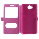 For Huawei Y5 (2017) / Y6 (2017) Silk Texture Dual Window Leather Phone Shell - Rose Huawei Cases Mobile