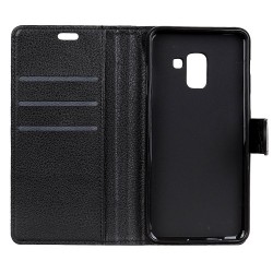 Litchi Skin Wallet Leather Stand Case for Samsung Galaxy A5 (2018) - Black Litchi Skin Wallet Leather Stand Case for Samsung Galaxy A5 (2018) - Black