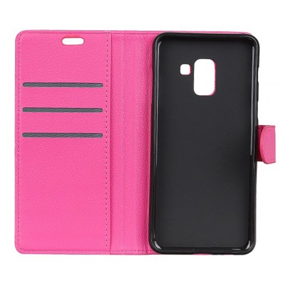 Litchi Skin Wallet Leather Magnetic Case for Samsung Galaxy A5 (2018) - Rose Samsung Cases Mobile